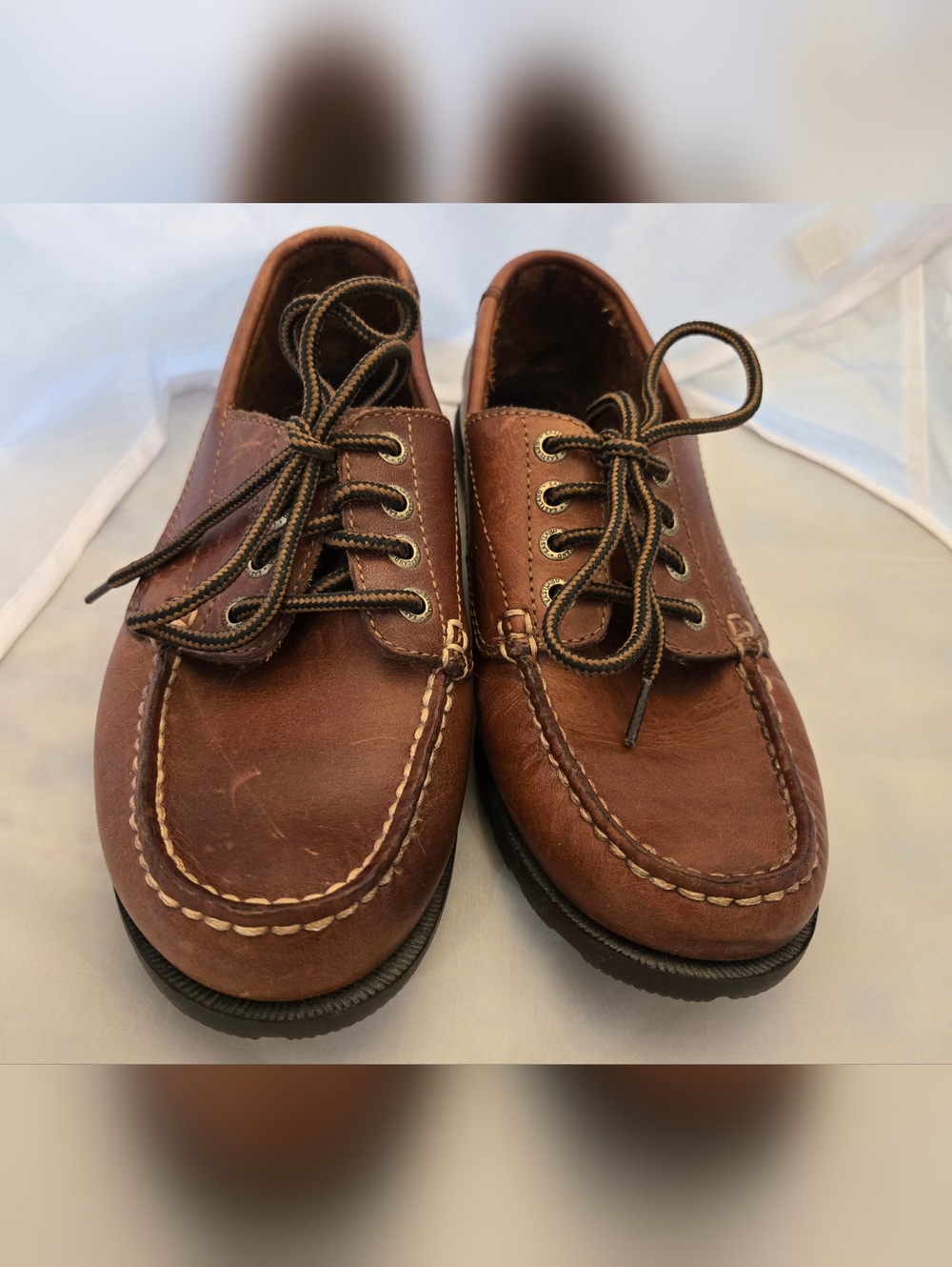 Eastland Brown Leather Moccasin-Style Lace-Up Loafers